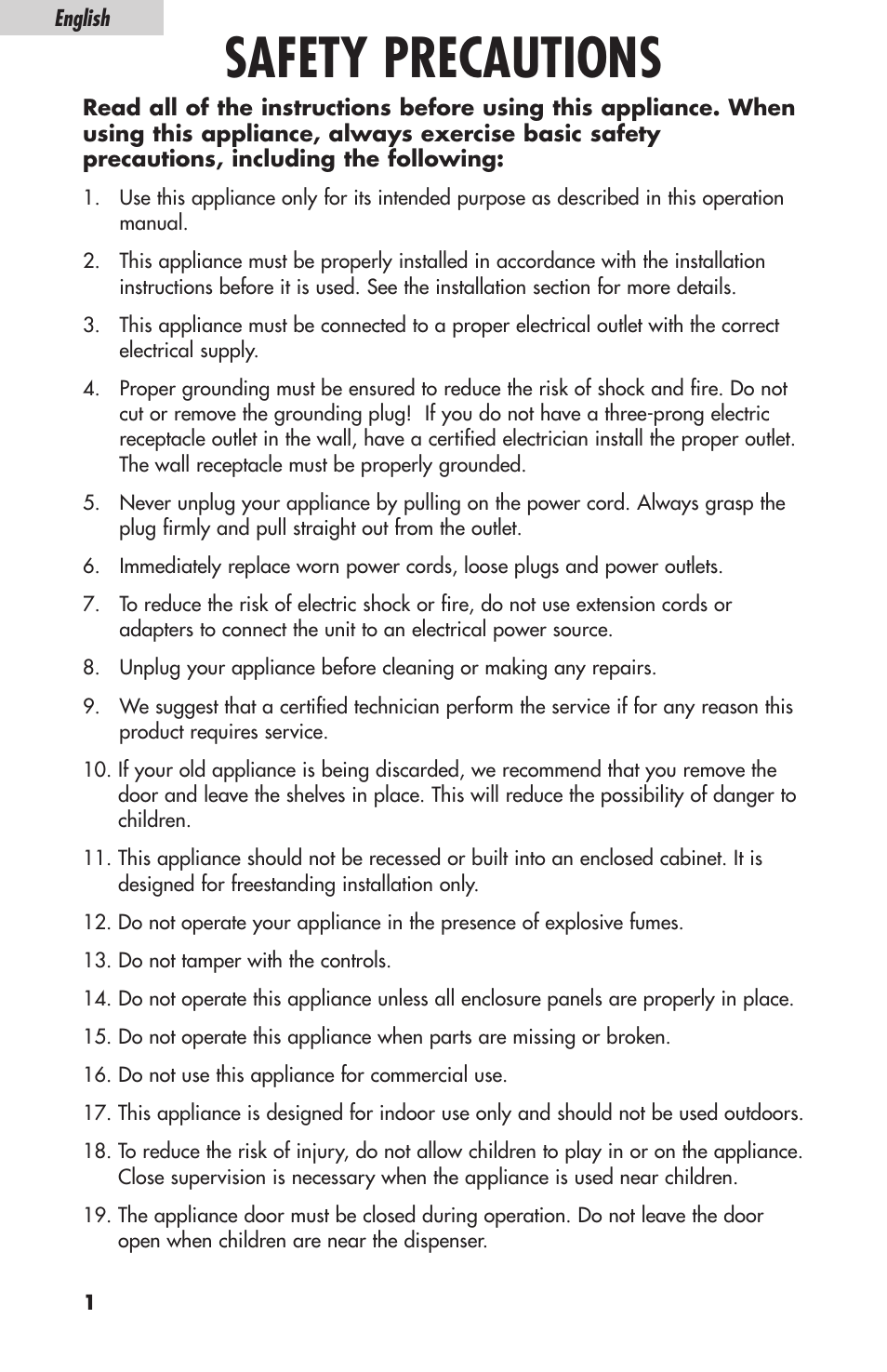 Safety precautions | haier HBF05E User Manual | Page 2 / 72