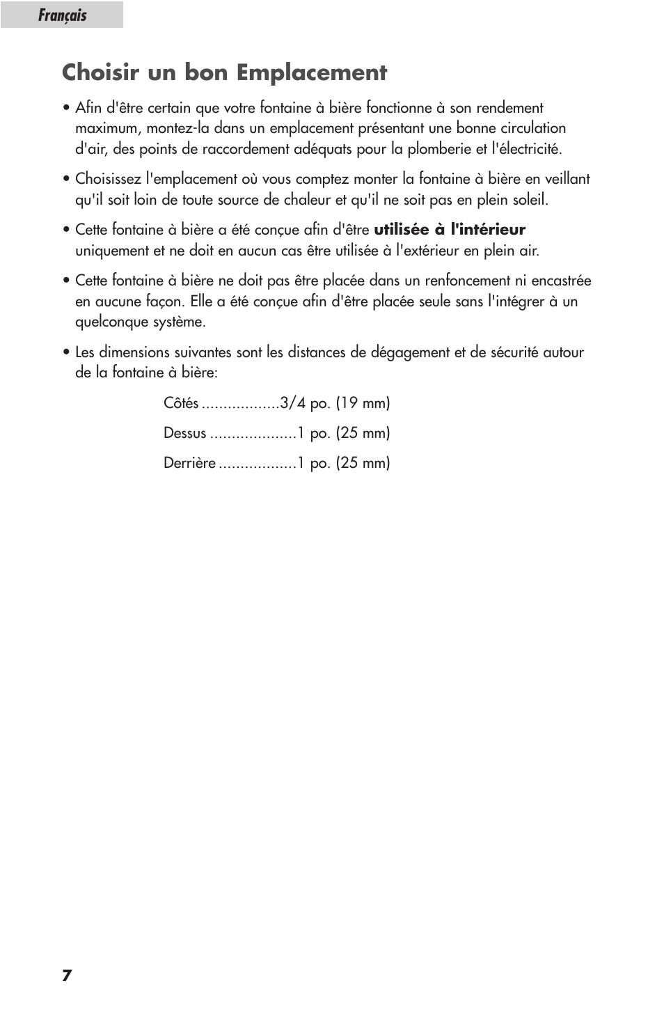 Choisir un bon emplacement | haier HBF05E User Manual | Page 30 / 72