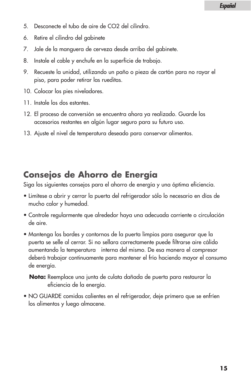 Consejos de ahorro de energía | haier HBF05E User Manual | Page 61 / 72