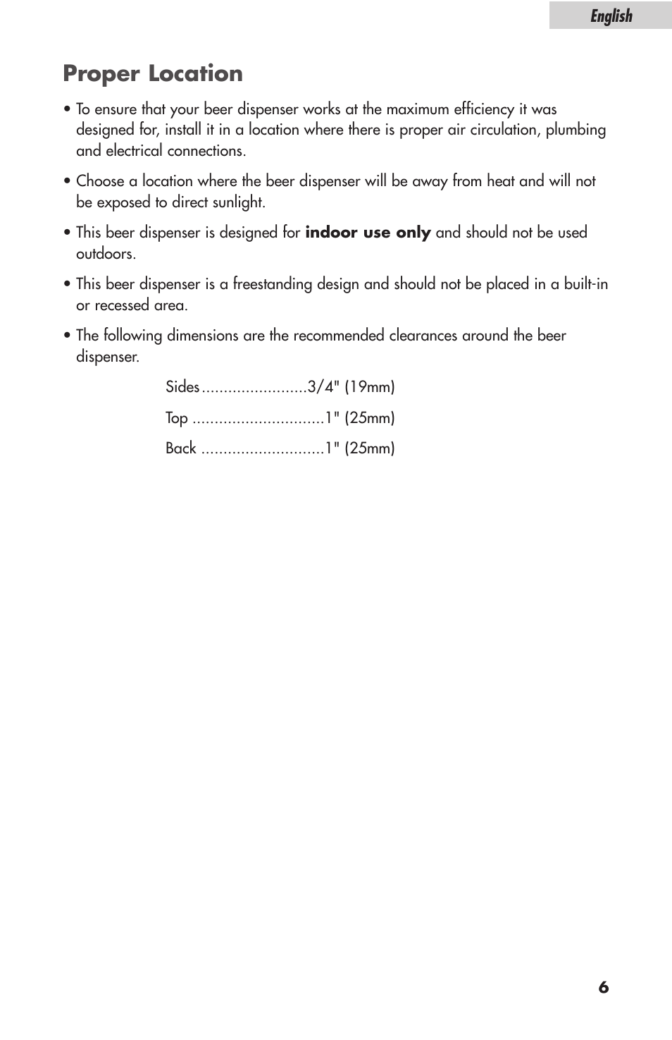 Proper location | haier HBF05E User Manual | Page 7 / 72