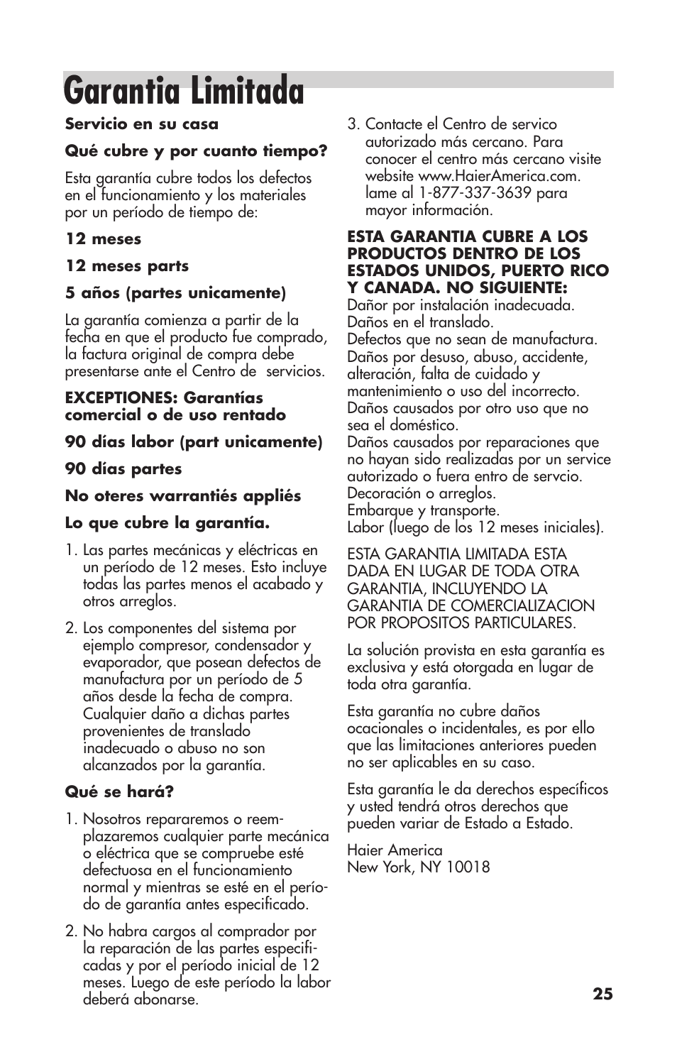 Garantia limitada | haier HBF05E User Manual | Page 71 / 72