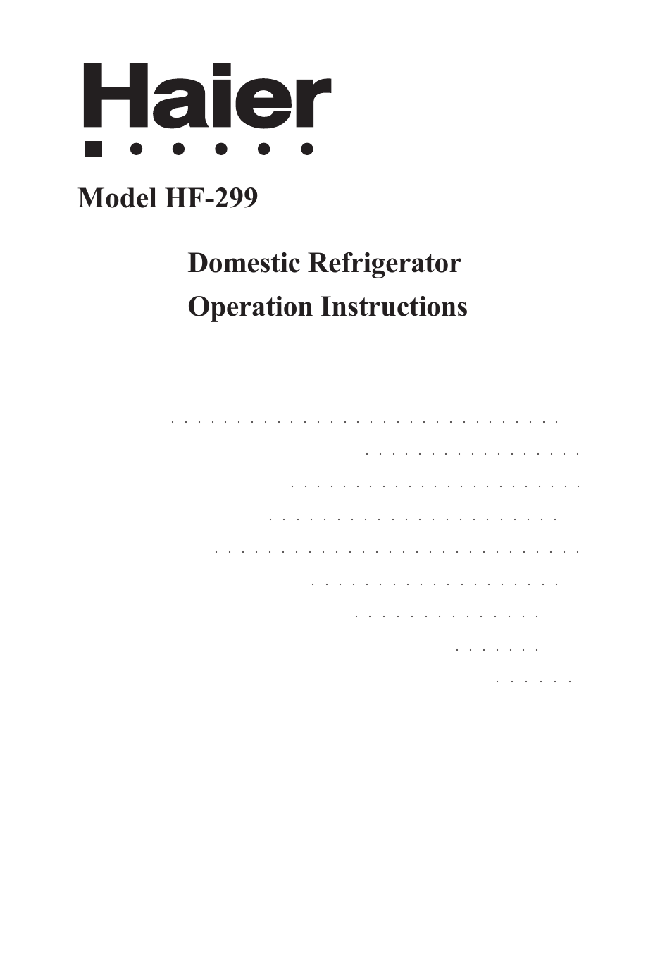 haier HF-299 User Manual | 13 pages
