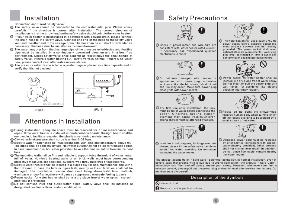 Т³гж 5, Haier c, Description of the symbols | haier FCD-JTHC60-E User Manual | Page 5 / 6