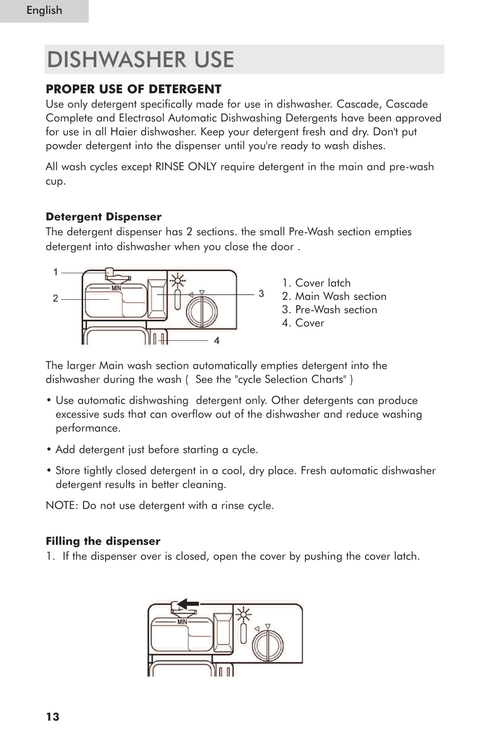 Dishwasher use | haier ESD400 User Manual | Page 14 / 33