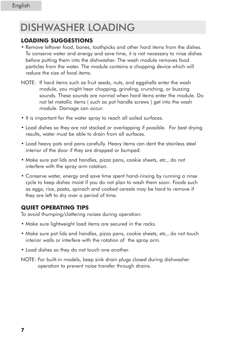 Dishwasher loading | haier ESD400 User Manual | Page 8 / 33