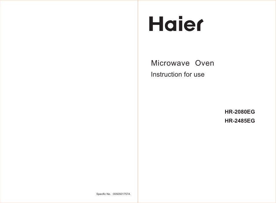 haier HR-2080EG User Manual | 10 pages
