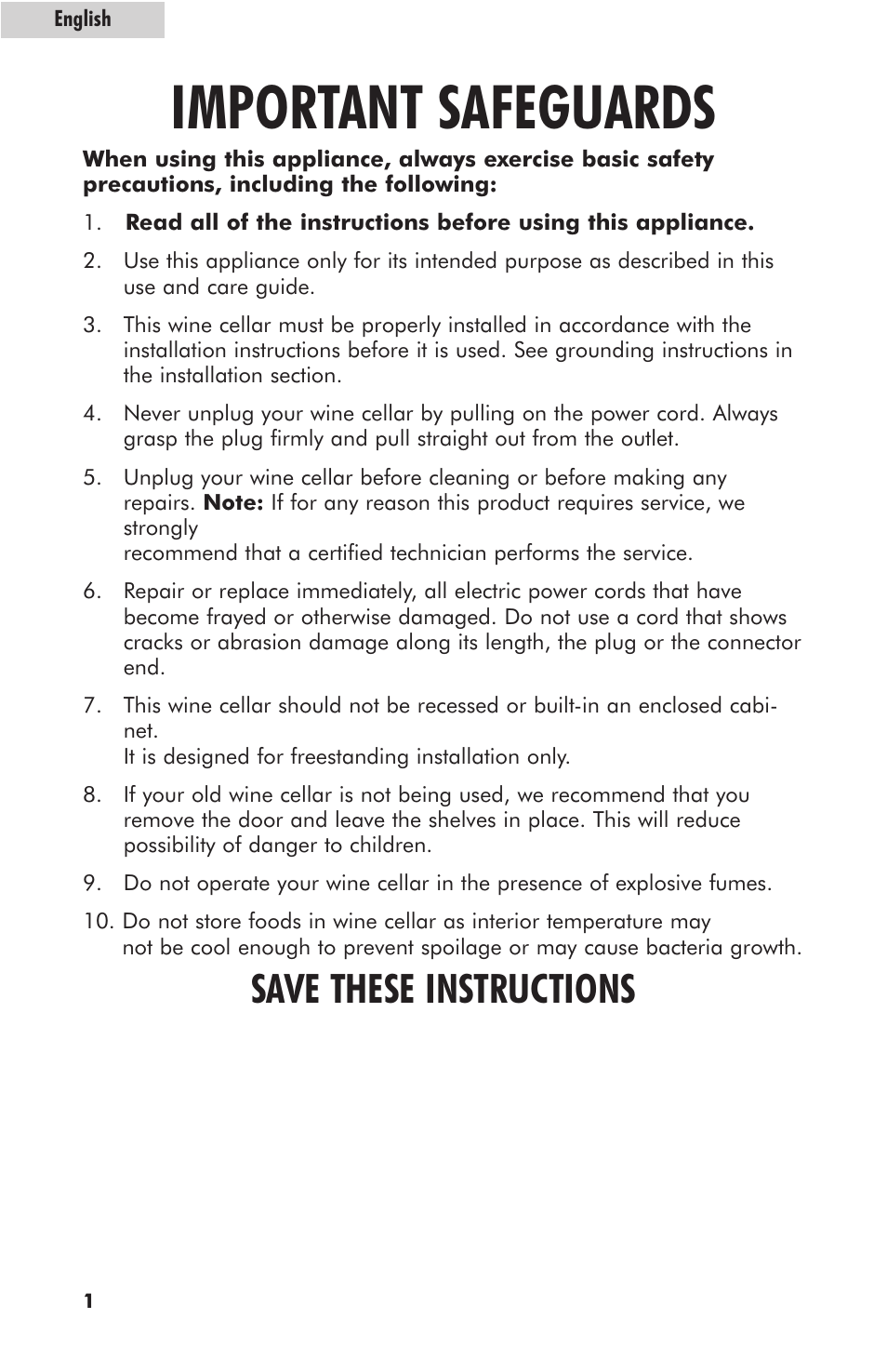 Important safeguards, Save these instructions | haier HVZ035AB User Manual | Page 2 / 13