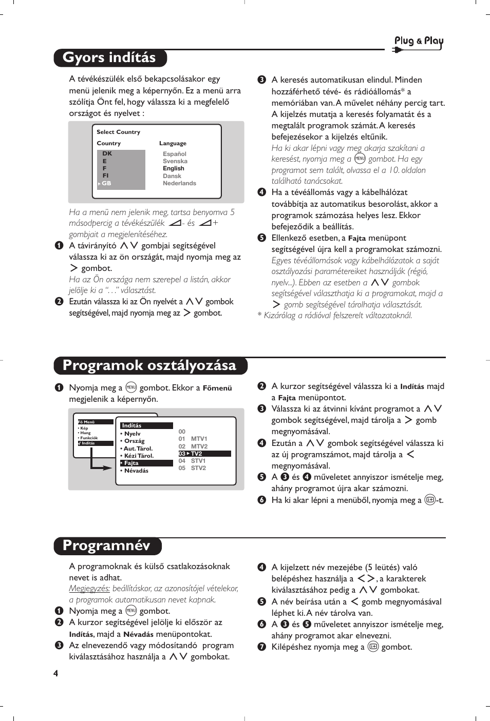 Gyors indítás programok osztályozása programnév | Philips 28PW6618 User Manual | Page 26 / 84