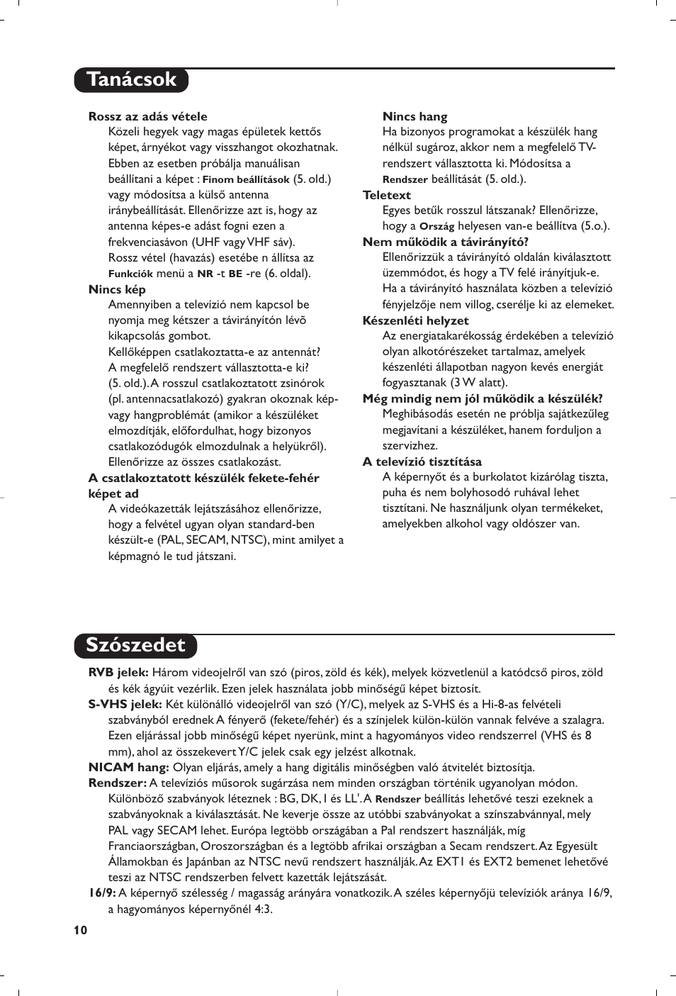 Tanácsok szószedet | Philips 28PW6618 User Manual | Page 32 / 84