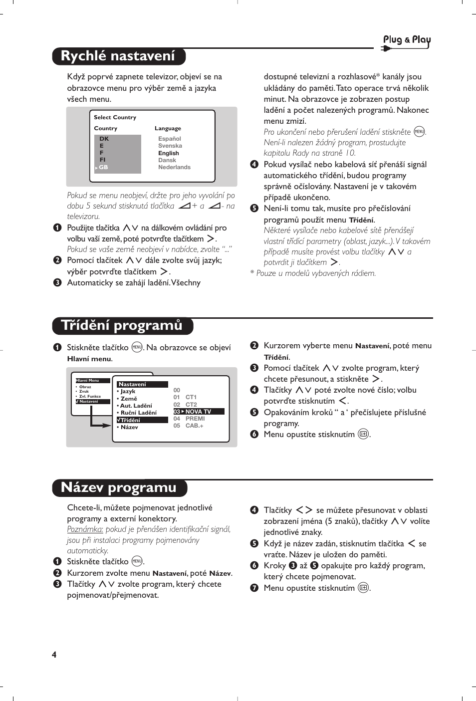 Rychlé nastavení třídění programů název programu | Philips 28PW6618 User Manual | Page 56 / 84