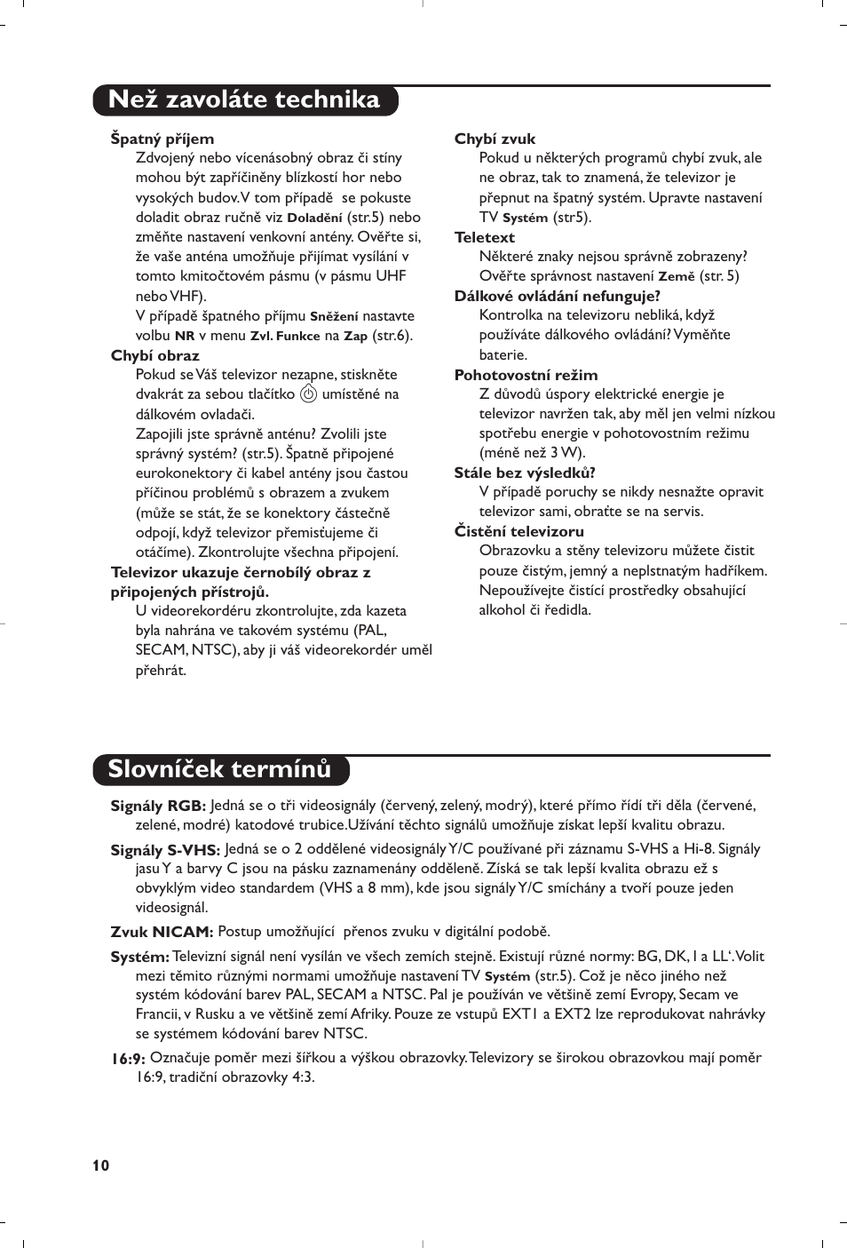 Než zavoláte technika slovníček termínů | Philips 28PW6618 User Manual | Page 62 / 84