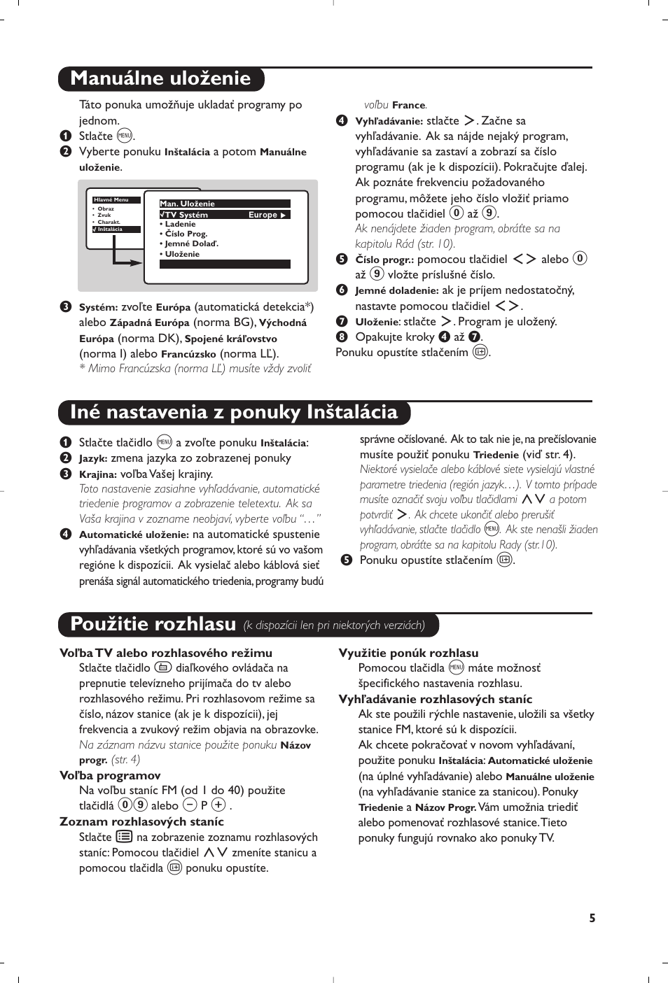 Použitie rozhlasu | Philips 28PW6618 User Manual | Page 67 / 84