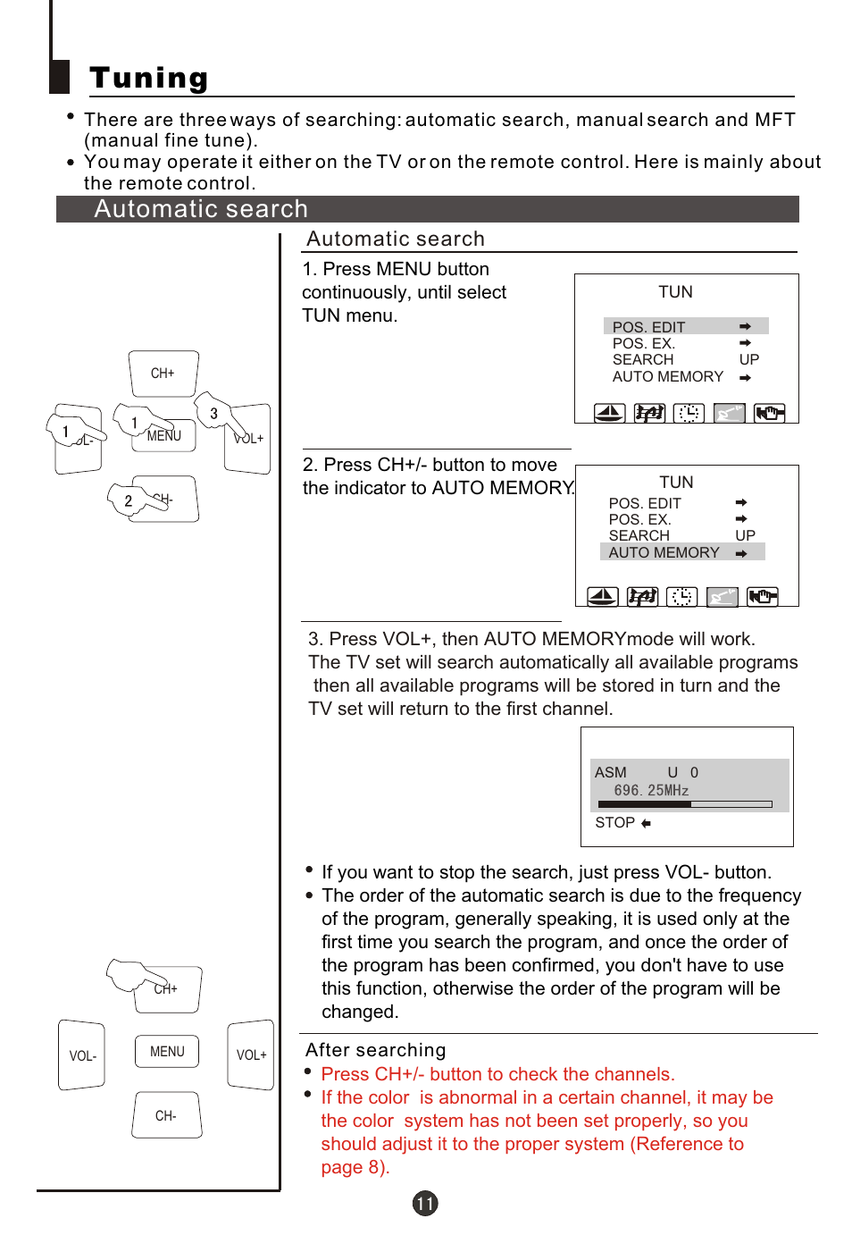 Т³гж 12, Tuning, Automatic search | haier 29FA18 User Manual | Page 12 / 31