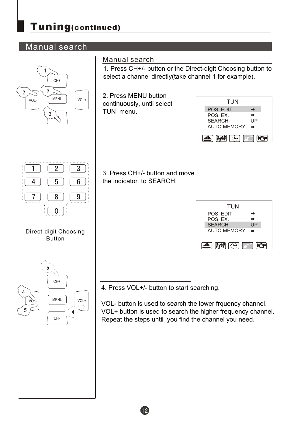Т³гж 13, Tuning, Manual search | Continued) | haier 29FA18 User Manual | Page 13 / 31
