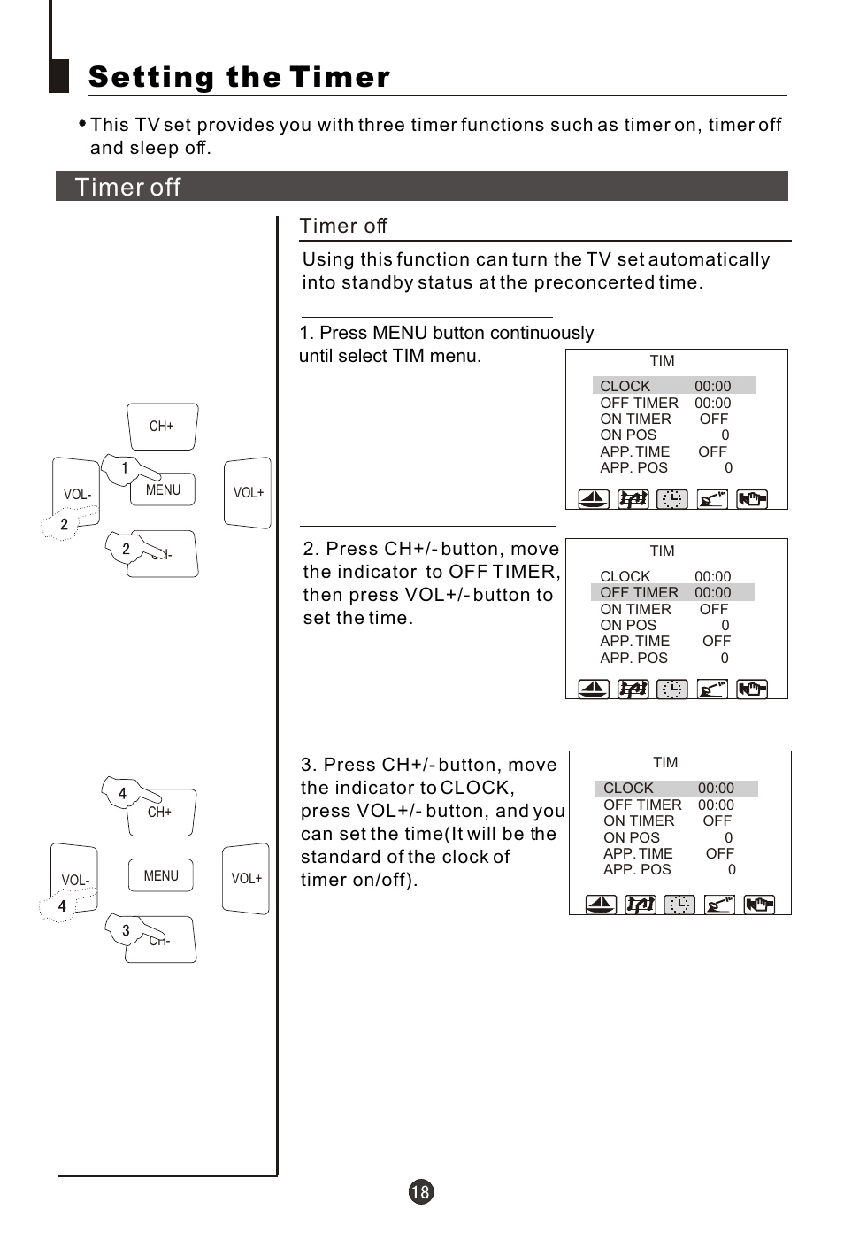 Т³гж 19, Setting the timer, Timer off | haier 29FA18 User Manual | Page 19 / 31
