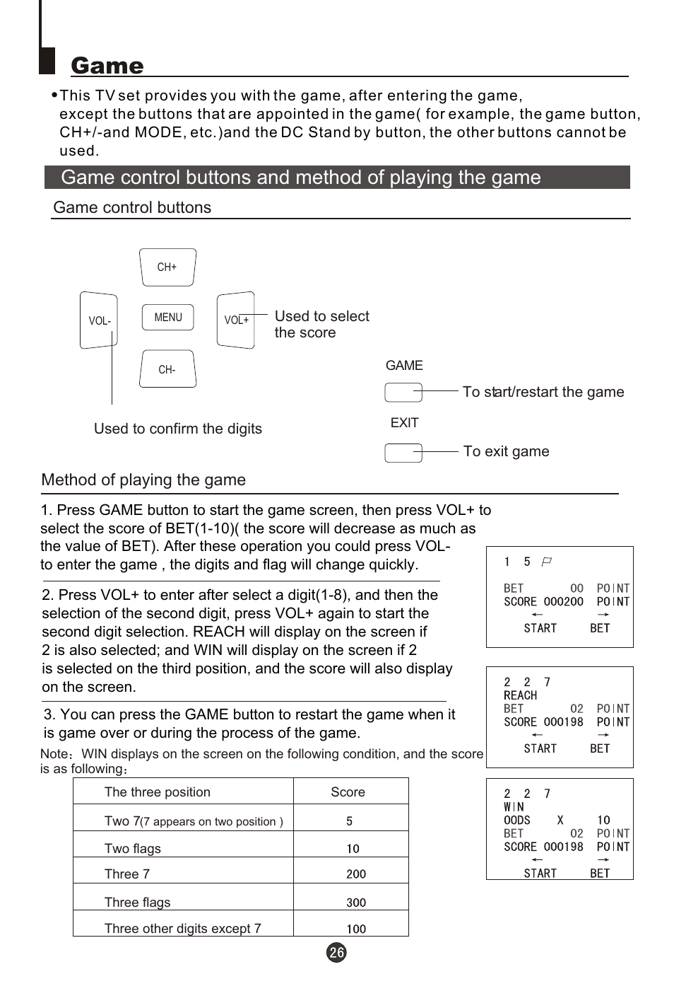 Т³гж 27, Game, Method of playing the game game control buttons | haier 29FA18 User Manual | Page 27 / 31