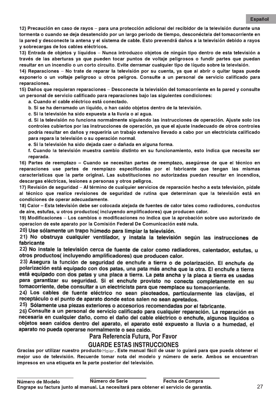 haier HTAF21S User Manual | Page 28 / 38