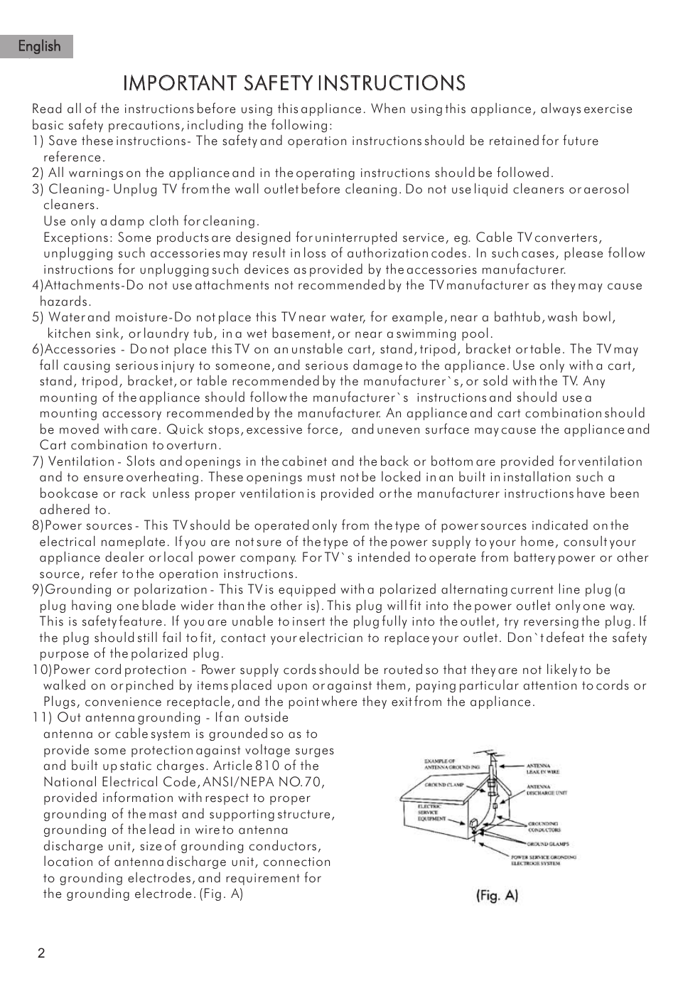 Important safety instructions | haier HTAF21S User Manual | Page 3 / 38