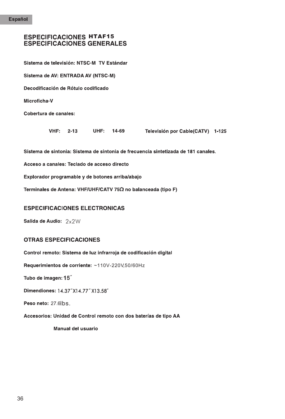 haier HTAF21S User Manual | Page 37 / 38
