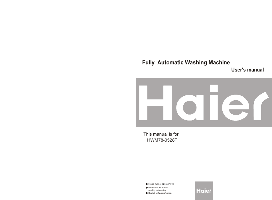 haier HWM78-0528T User Manual | 10 pages