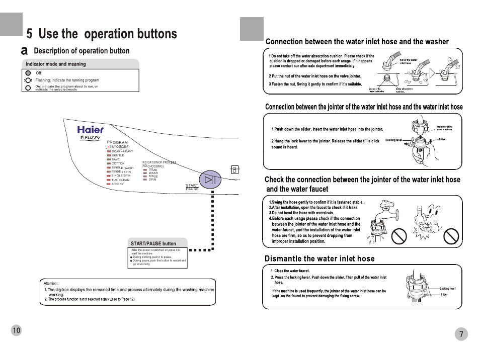 Start/pause button | haier HWM78-0528T User Manual | Page 9 / 10
