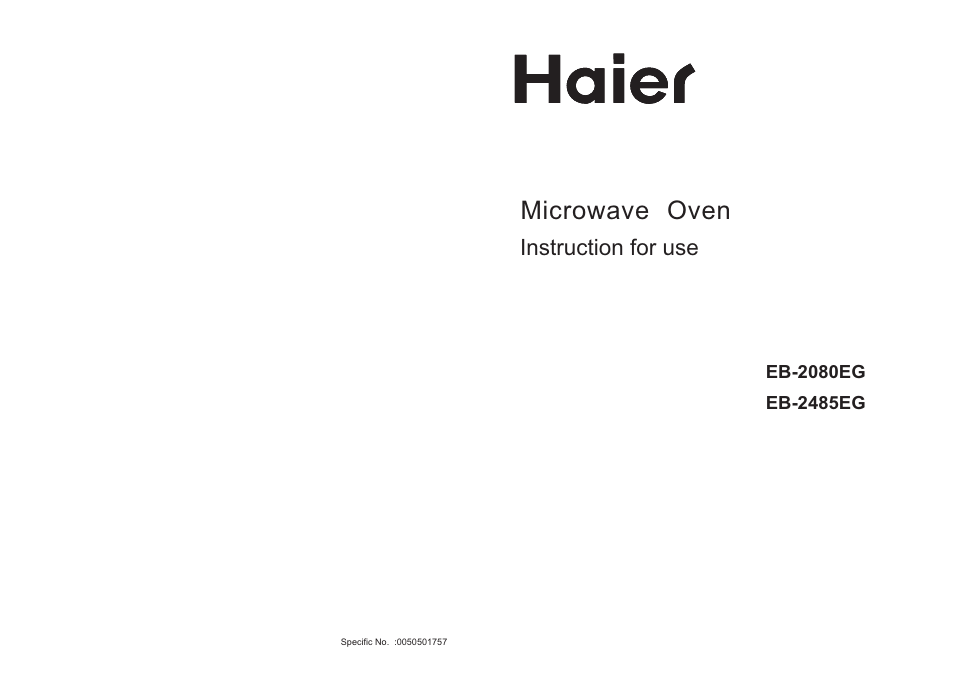 haier EB-2080EG User Manual | 8 pages