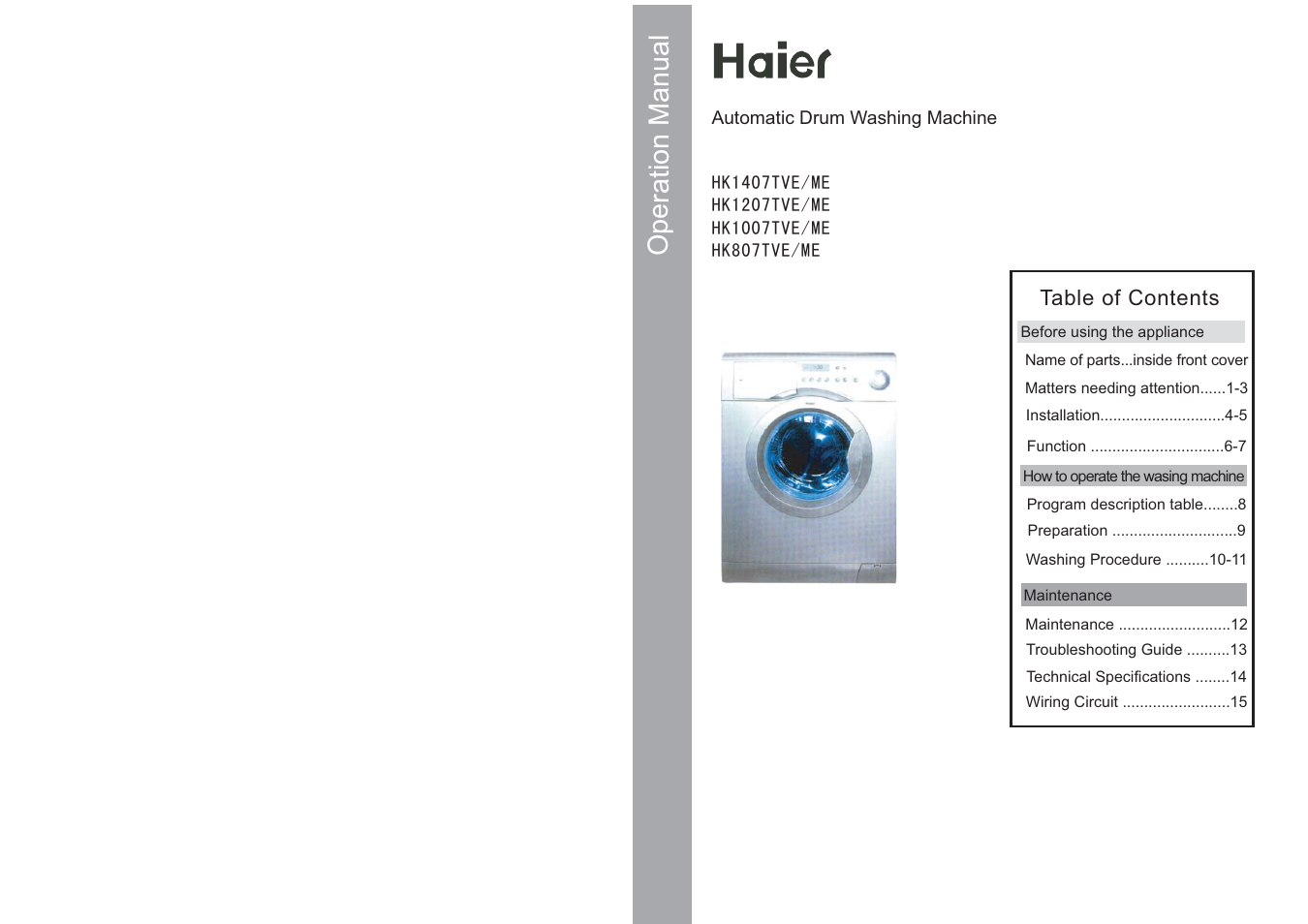 haier HK807TVE User Manual | 10 pages