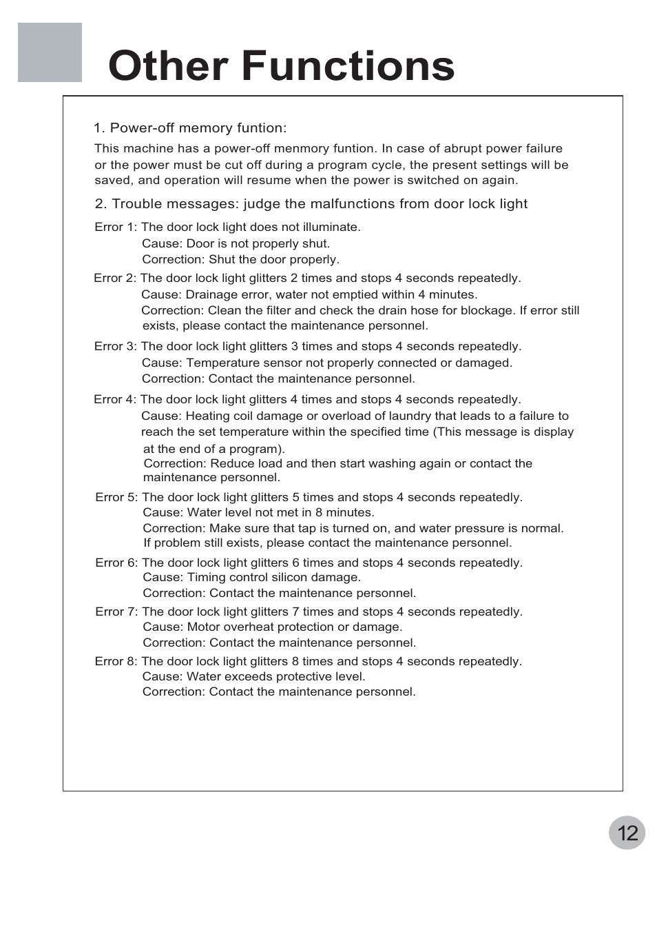 Other functions | haier WNM1000TE User Manual | Page 14 / 18