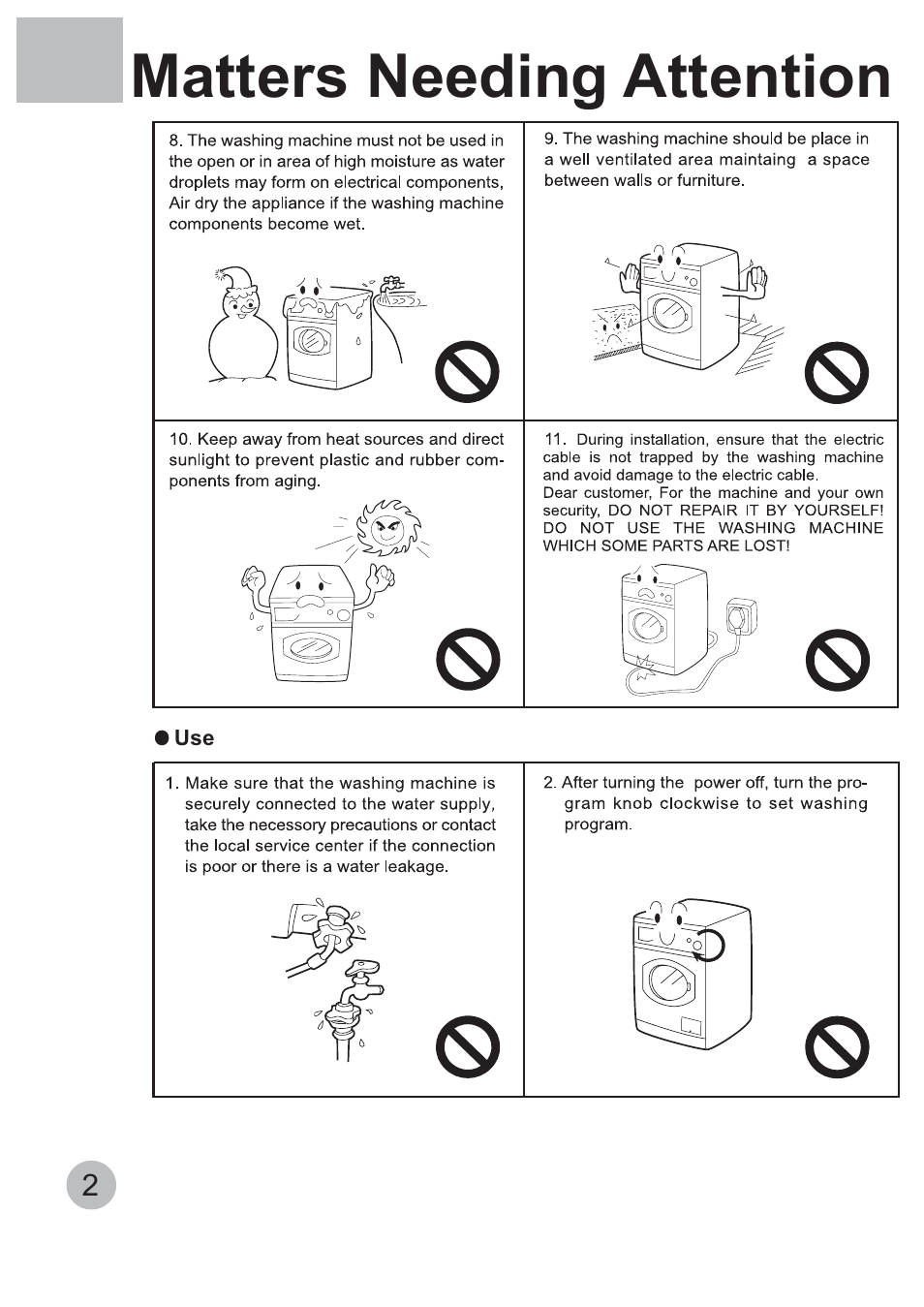 Matters needing attention | haier WNM1000TE User Manual | Page 4 / 18