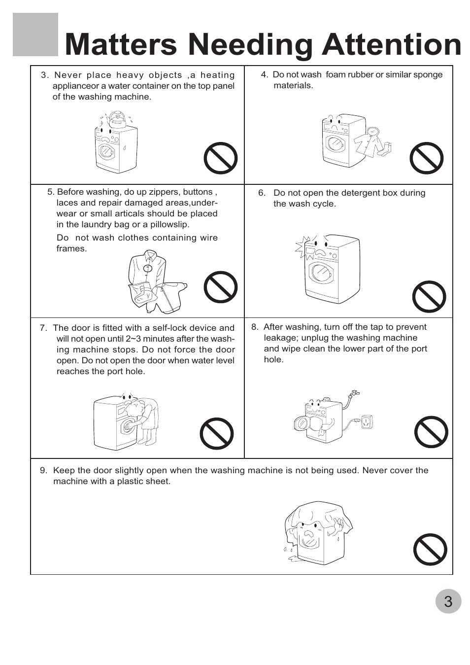Matters needing attention | haier WNM1000TE User Manual | Page 5 / 18