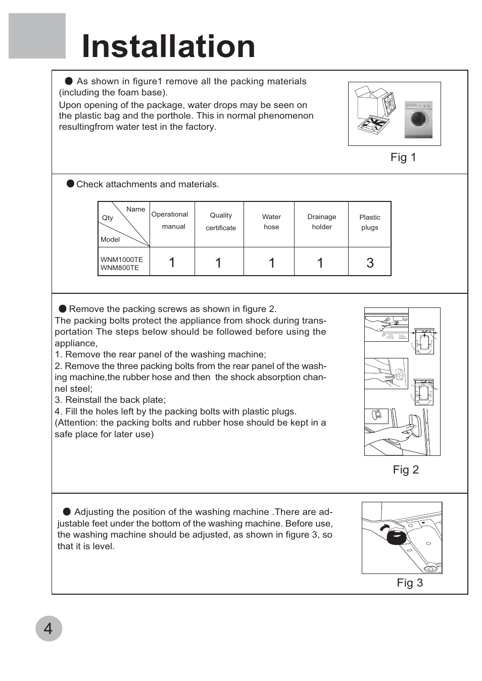 Installation | haier WNM1000TE User Manual | Page 6 / 18