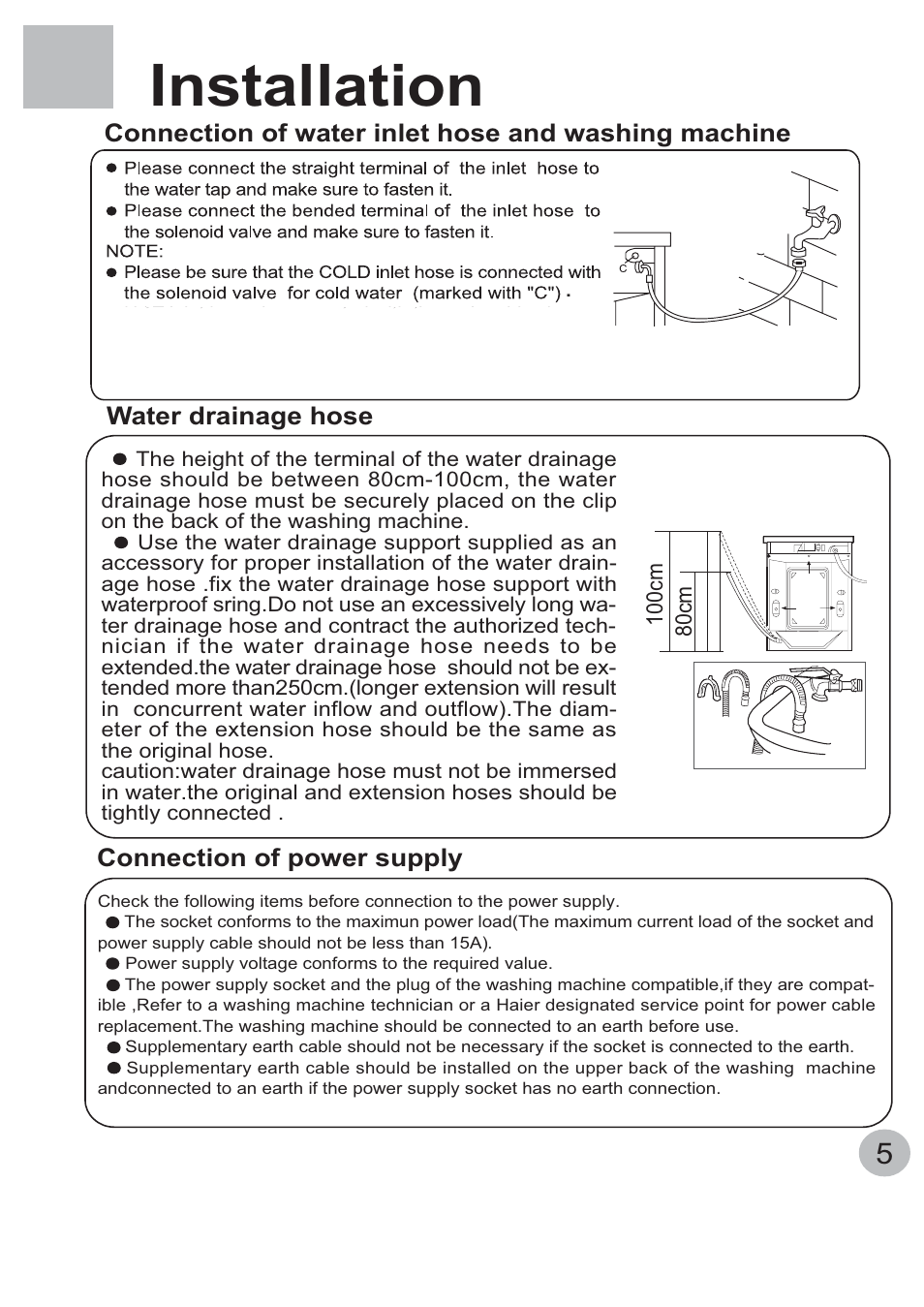 Installation | haier WNM1000TE User Manual | Page 7 / 18