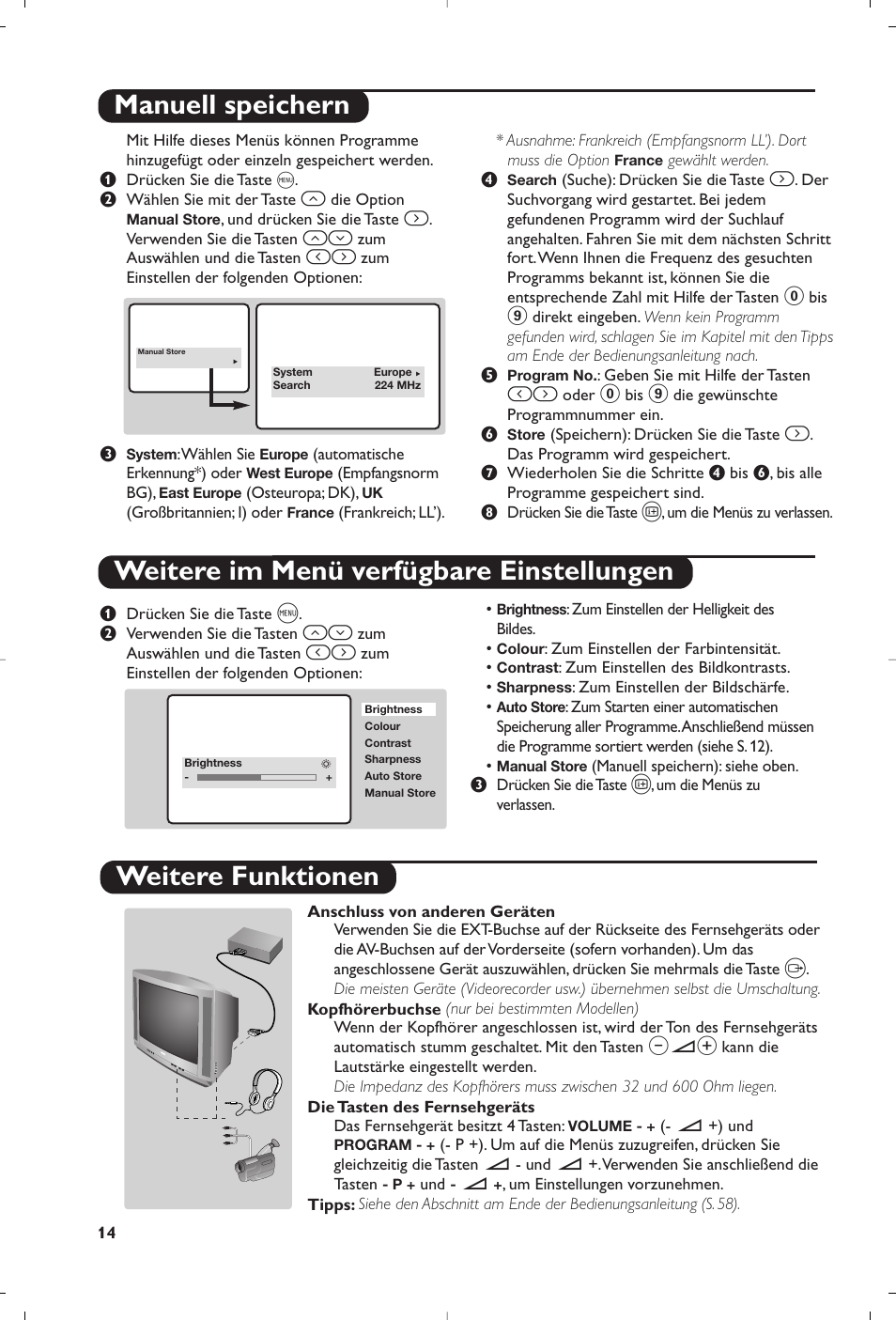 Weitere funktionen | Philips 14PT1356 User Manual | Page 14 / 64