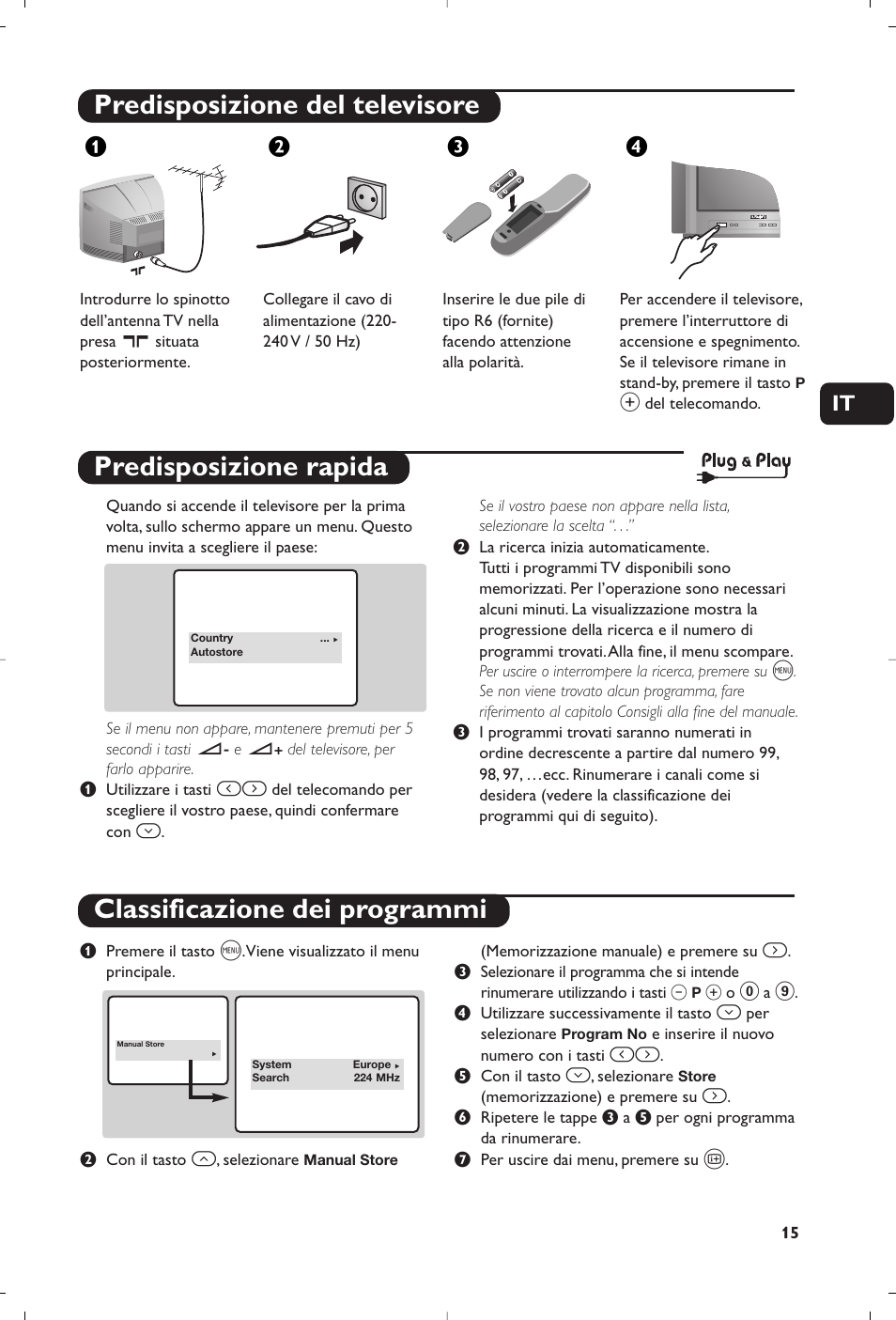 Predisposizione del televisore, Жв к | Philips 14PT1356 User Manual | Page 15 / 64