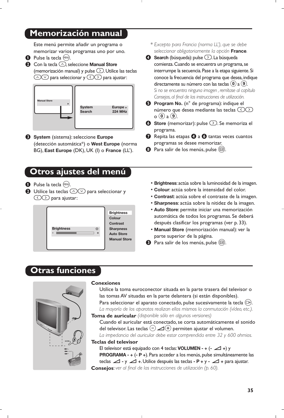 Otras funciones | Philips 14PT1356 User Manual | Page 35 / 64