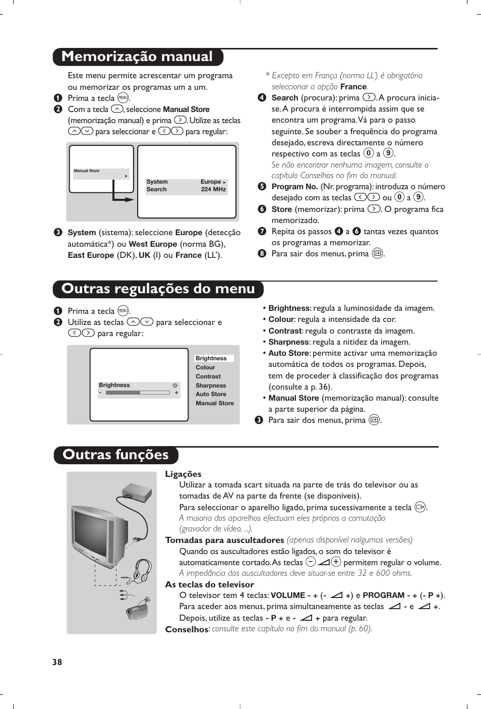 Outras funções | Philips 14PT1356 User Manual | Page 38 / 64