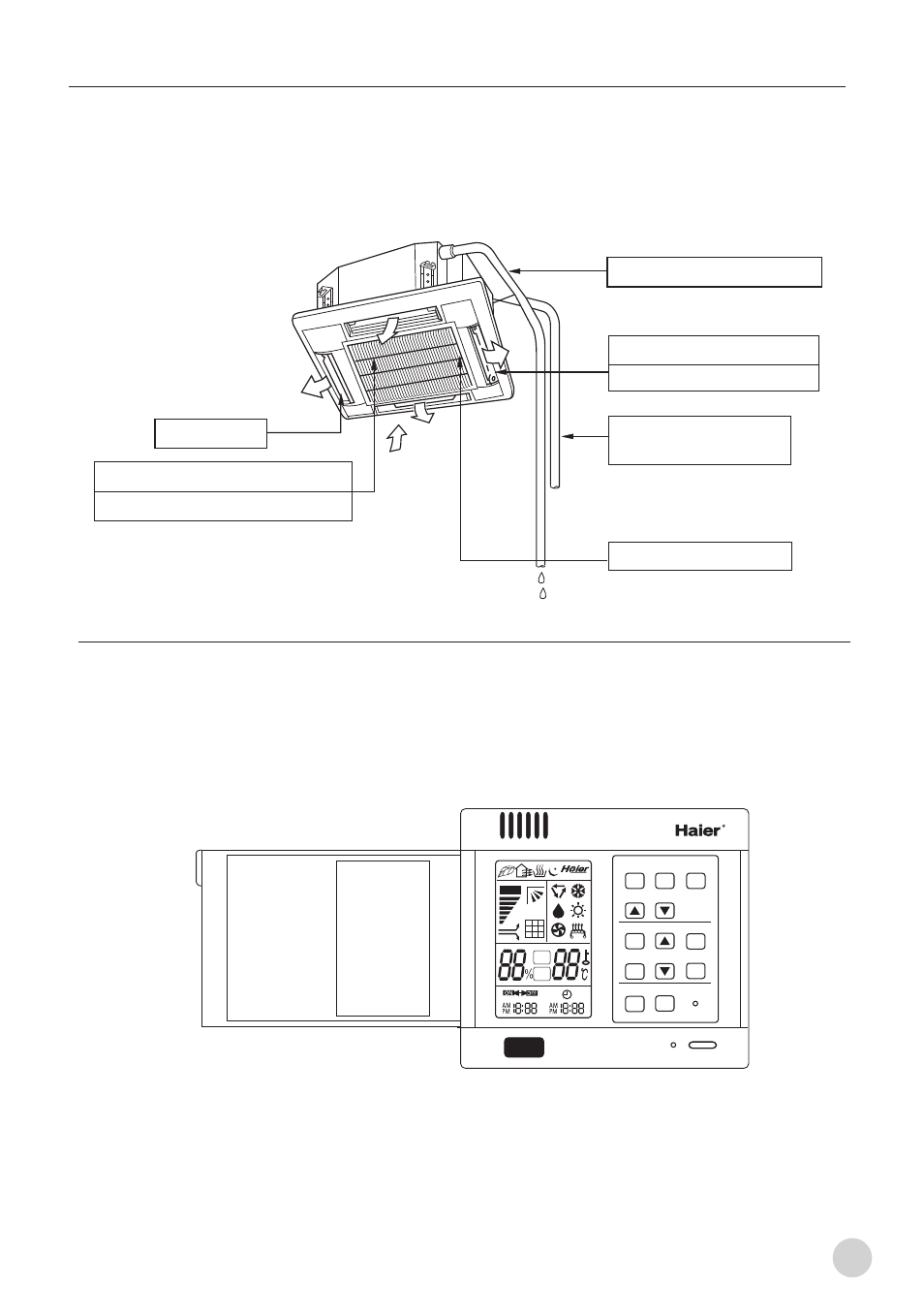 Name of parts indoor unit wire controller, Louver | haier AB212BCBAA User Manual | Page 5 / 38