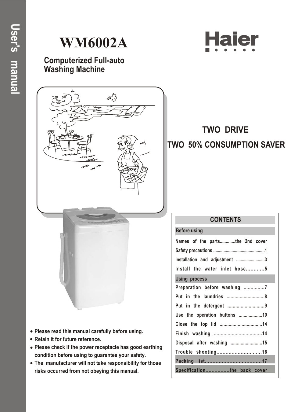 haier WM6002A User Manual | 20 pages