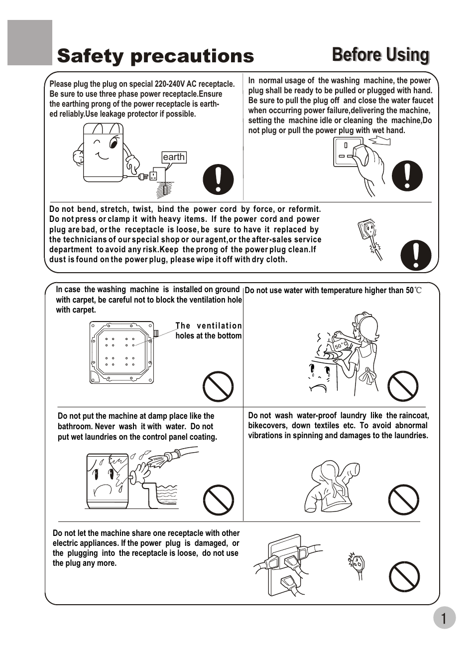 Before using, Before using safety precautions | haier WM6002A User Manual | Page 3 / 20