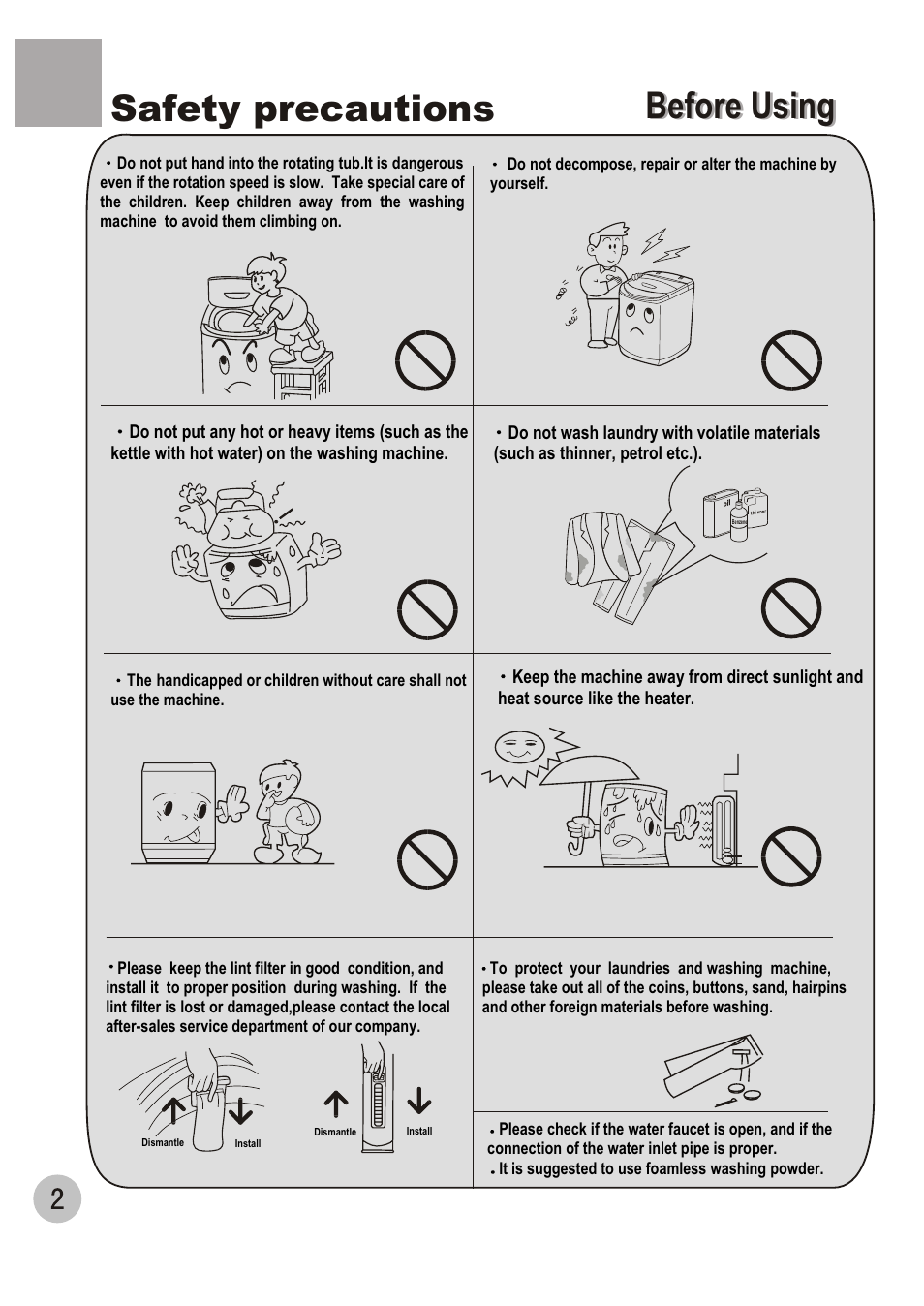 Before using, Before using safety precautions | haier WM6002A User Manual | Page 4 / 20