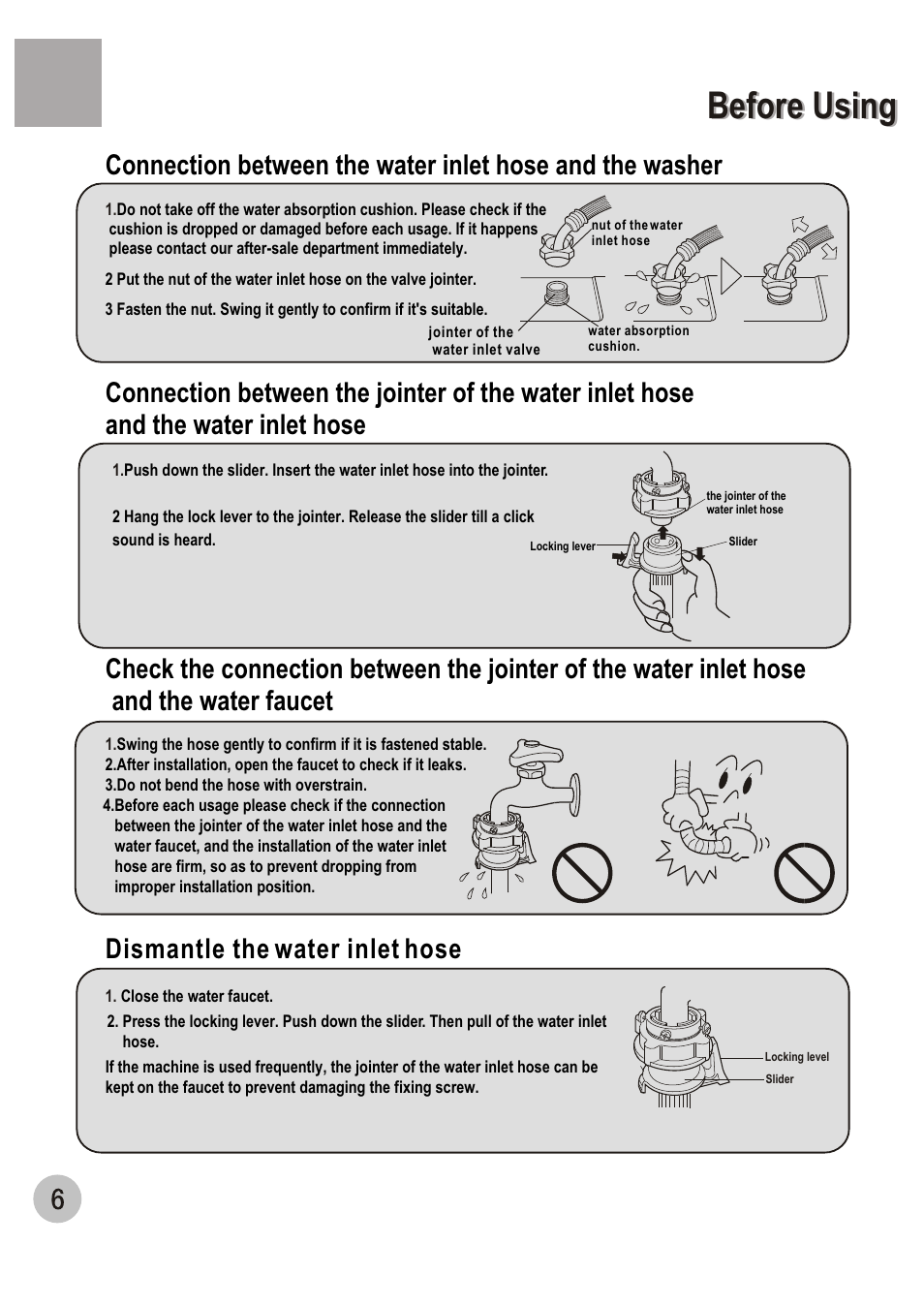 Before using | haier WM6002A User Manual | Page 8 / 20
