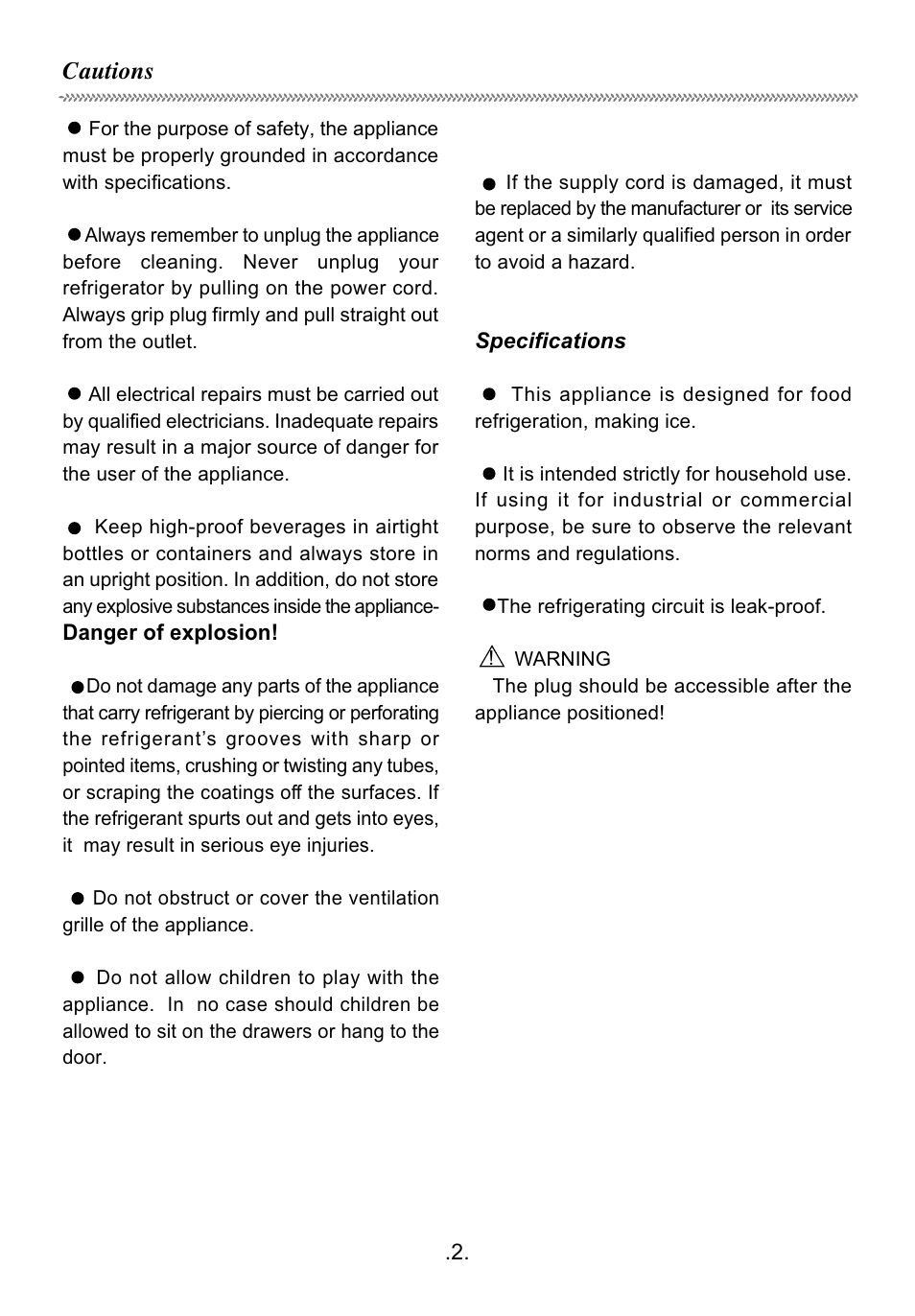 Cautions | haier HR-60 User Manual | Page 3 / 10