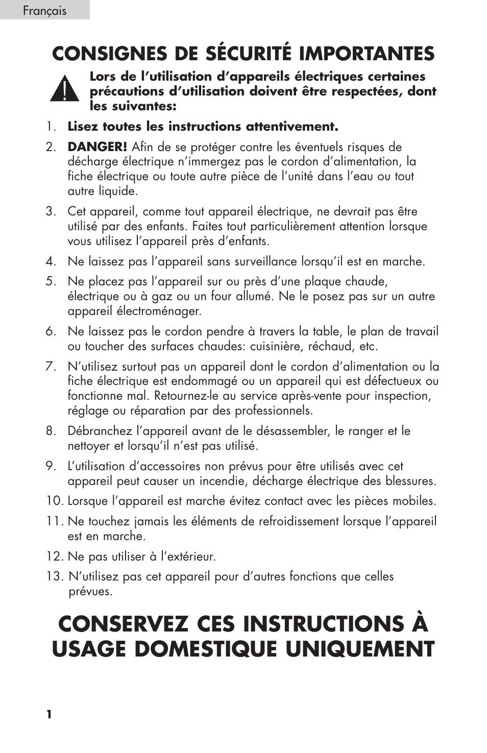 Consignes de sécurité importantes | haier HPIMD25B User Manual | Page 13 / 36