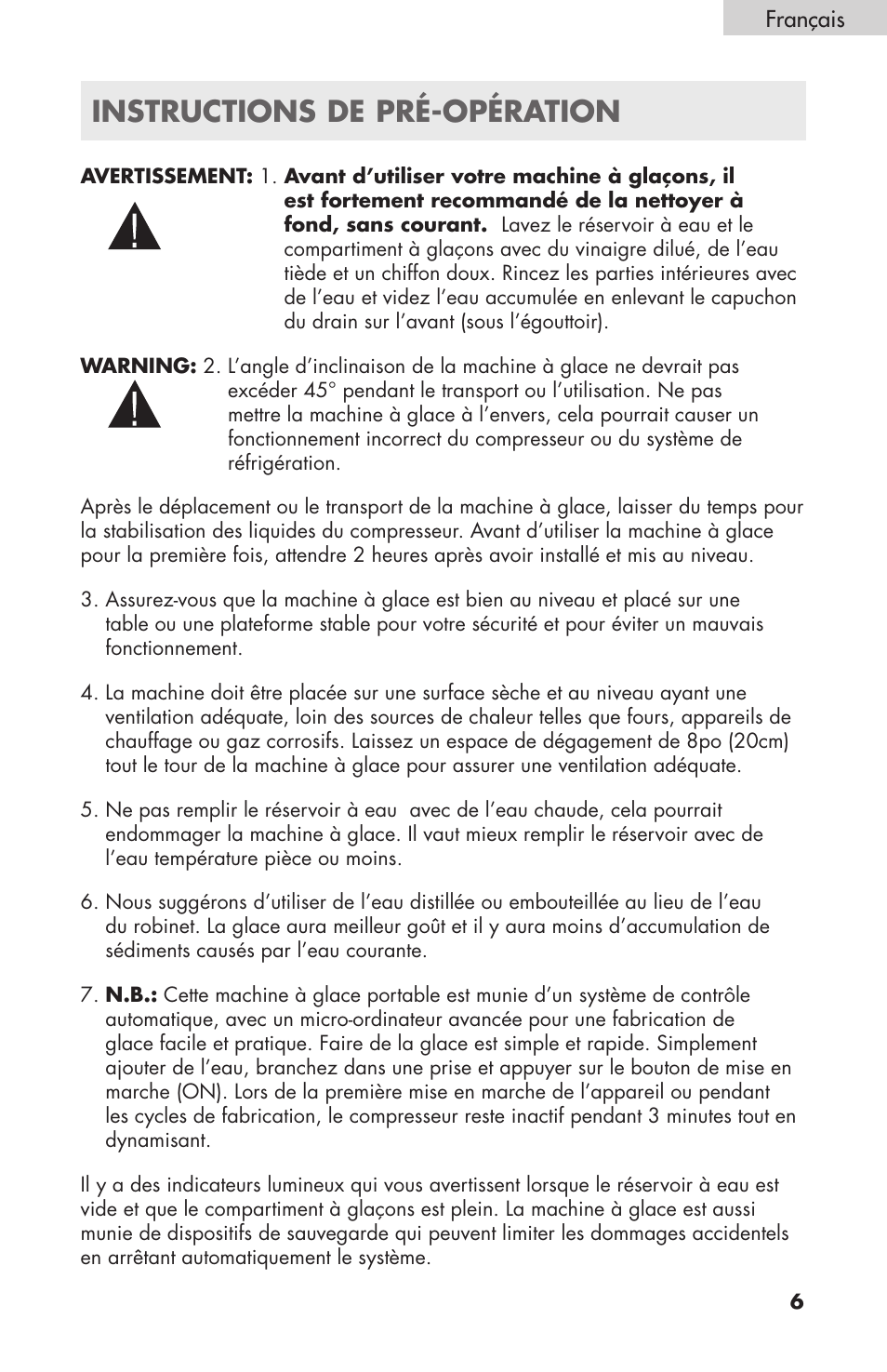 Instructions de pré-opération | haier HPIMD25B User Manual | Page 18 / 36