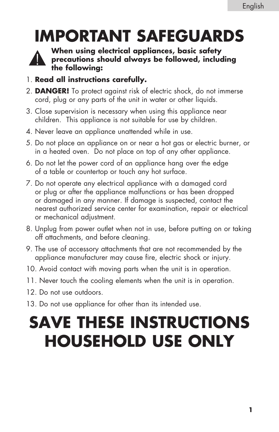 Important safeguards, Save these instructions household use only | haier HPIMD25B User Manual | Page 2 / 36