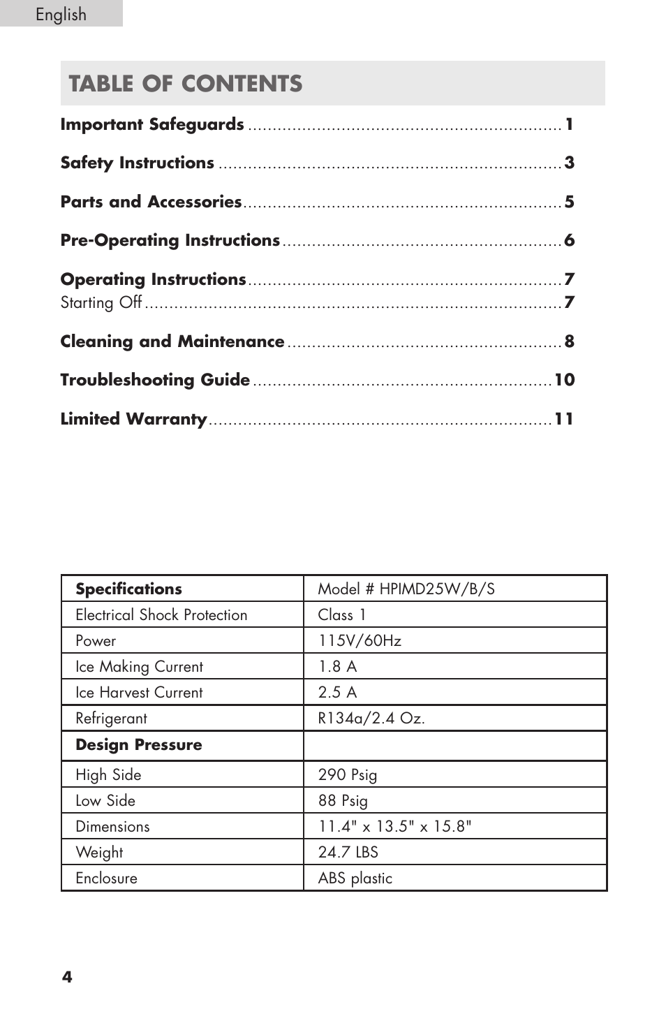 haier HPIMD25B User Manual | Page 5 / 36