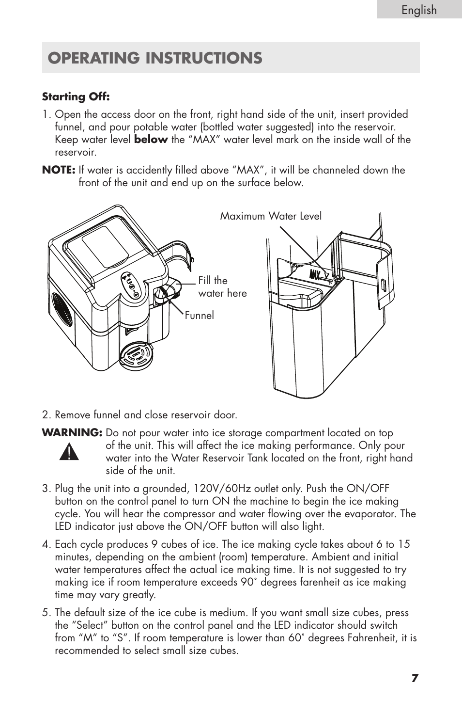 Operating instructions | haier HPIMD25B User Manual | Page 8 / 36
