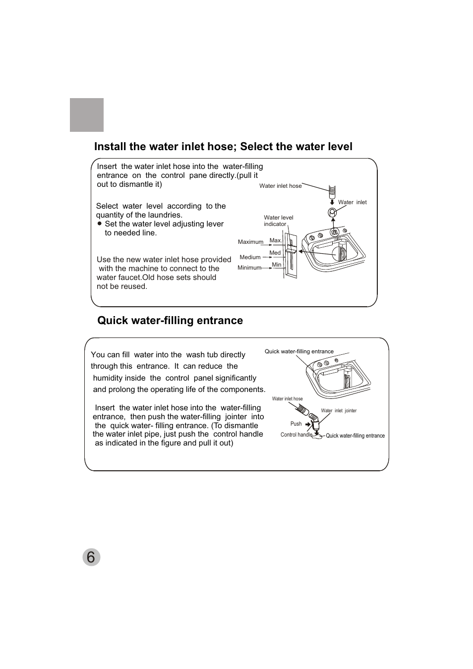 Quick water-filling entrance | haier HWM80-113S User Manual | Page 8 / 19