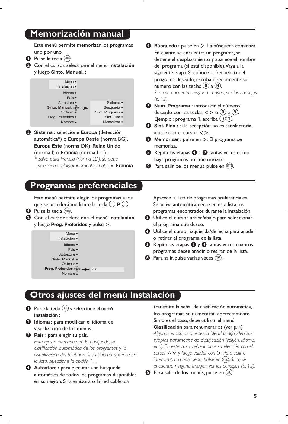 Otros ajustes del menú instalación | Philips 32PW8819 User Manual | Page 19 / 112