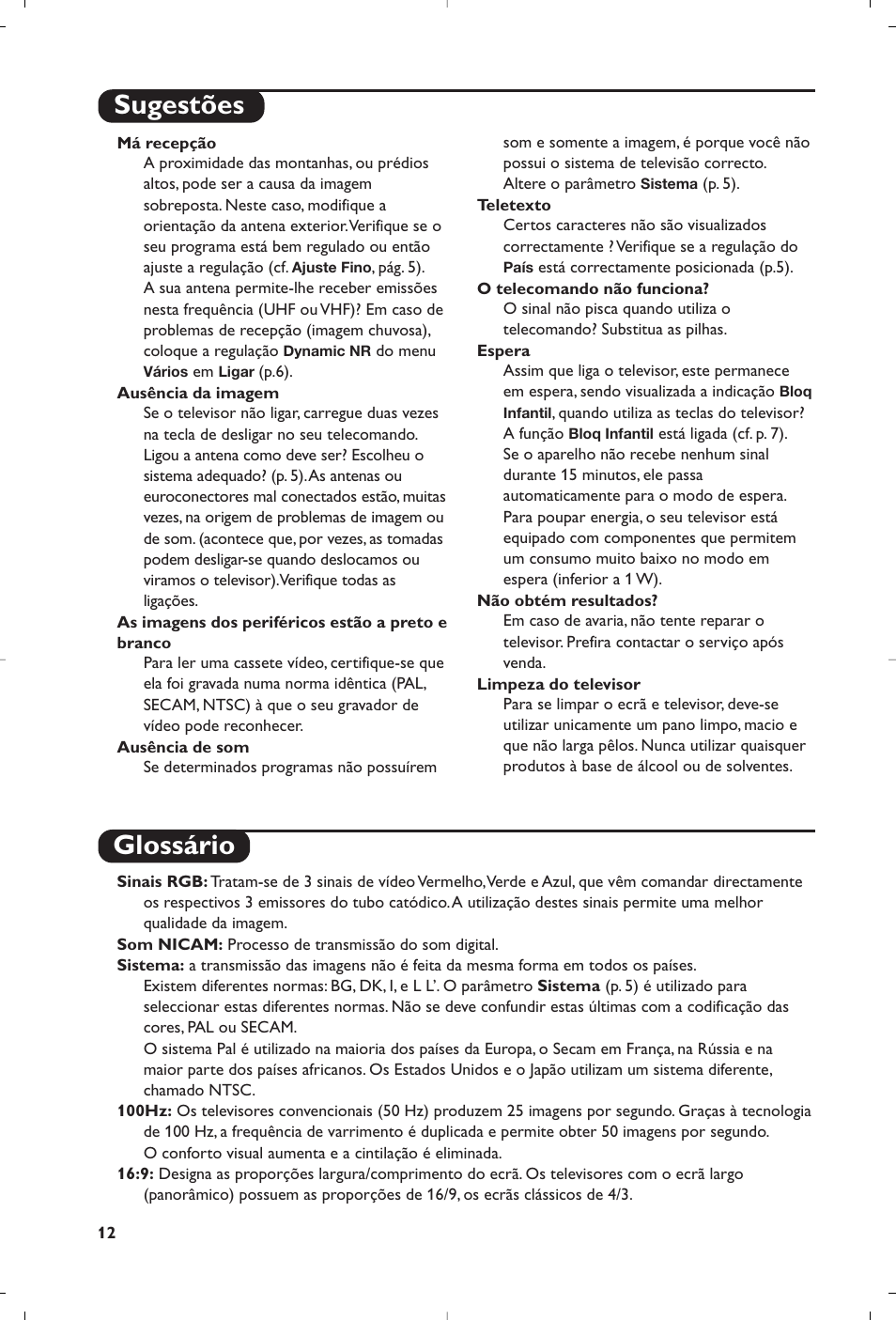 Sugestões glossário | Philips 32PW8819 User Manual | Page 38 / 112